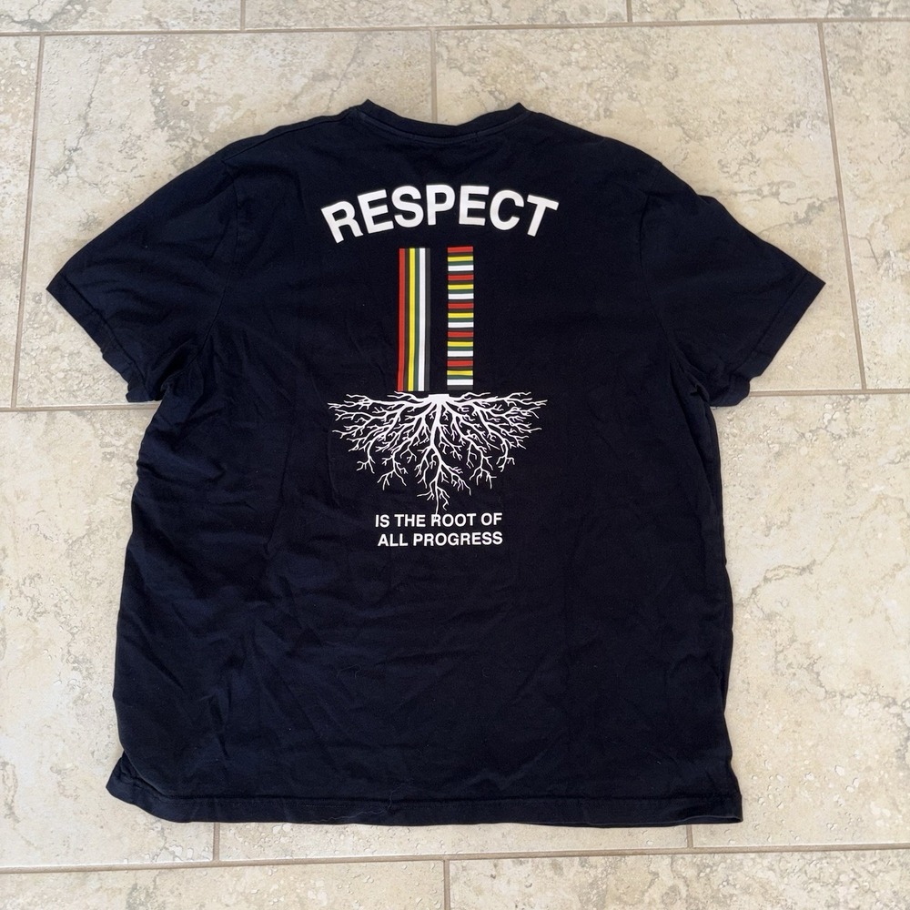 FUBU Black Respect Graphic Logo Crew Neck Short Sleeve Shirt Size XXL 2xl Y2K